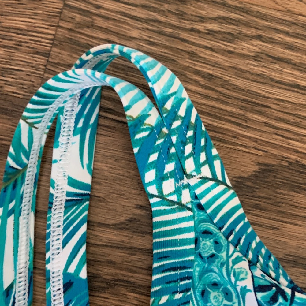 Tommy Bahama Turquoise White Tropical Double Strap One Piece Swimsuit - Picture 3 of 9